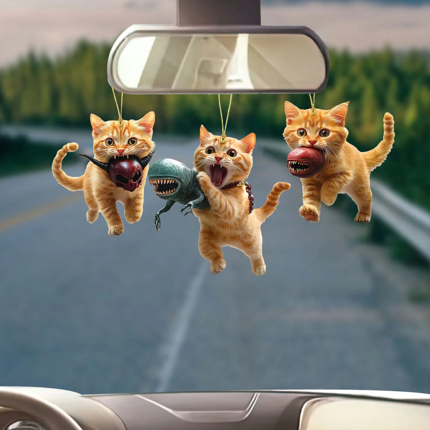 Cat Car Hanging Pendant – Flat Acrylic Rearview Charm