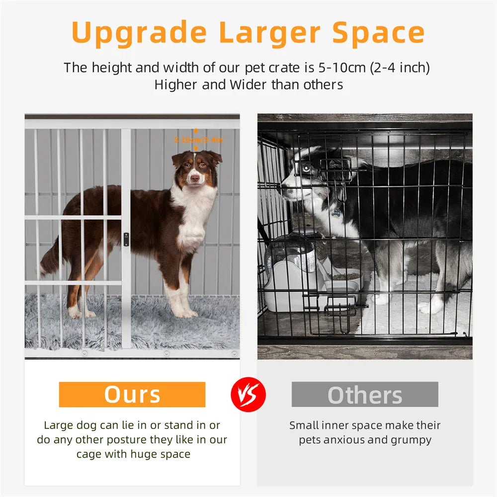 Large Wooden Dog Crate Furniture – Indoor Kennel End Table with Removable Tray & Fast Delivery