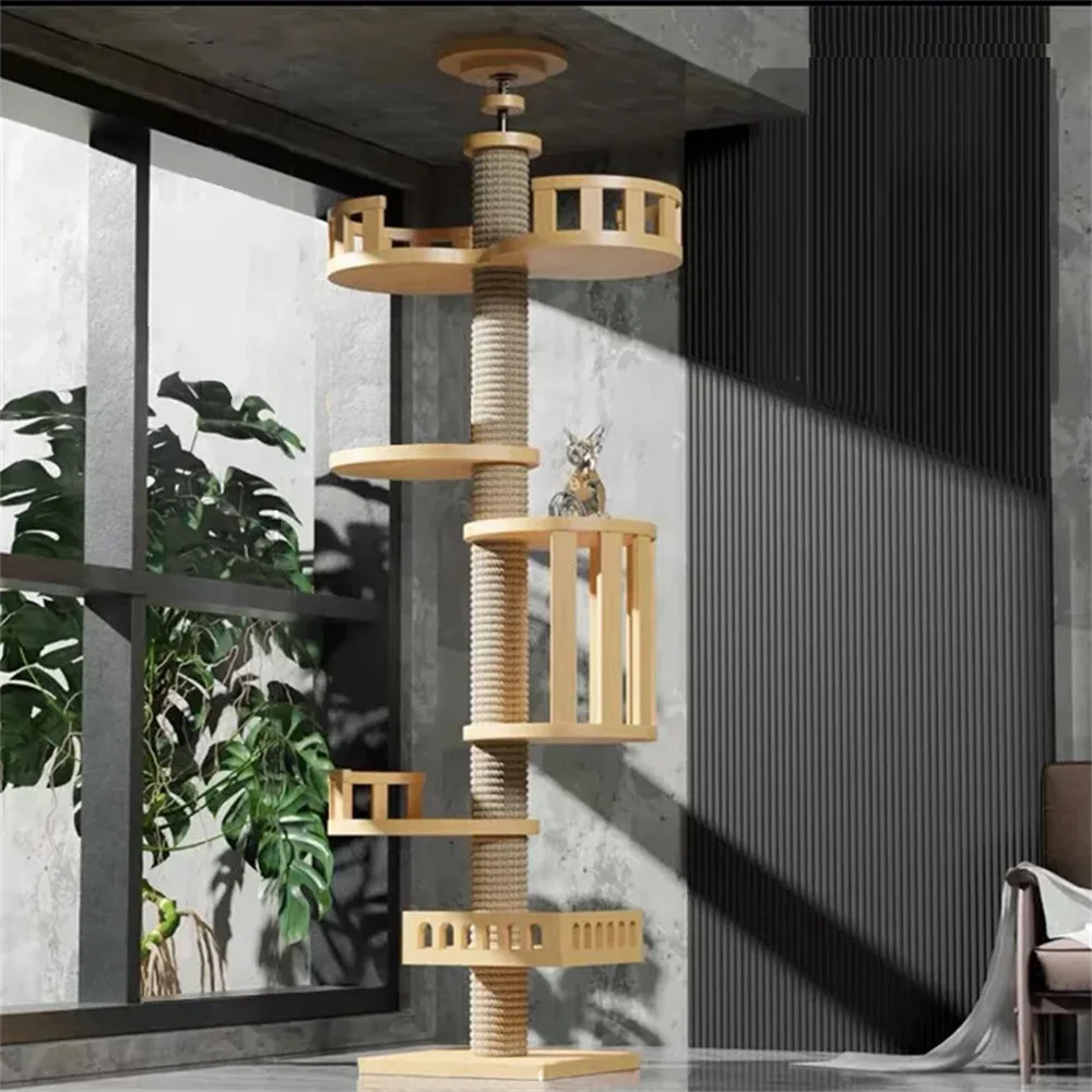 Floor-to-Ceiling Adjustable Cat Tree — Multi-Level Sisal Climbing Tower | PawTower™