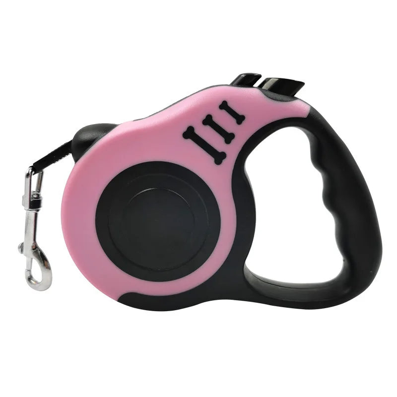 Close-up of RoamLine retractable dog lead handle showing loosen key and hold-on key button positions
