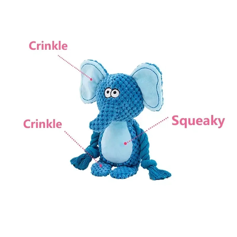 SniffWaggleNWalk™ TitanTuff RopePals – Squeaky Plush Dog Toy with Rope Arms & Legs