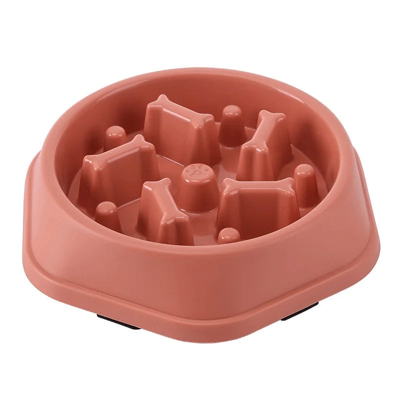 Slow feeder bowl close-up showing maze baffles and non-slip base