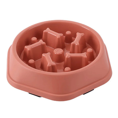 Slow feeder bowl close-up showing maze baffles and non-slip base