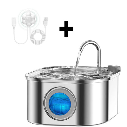PawBrook™ Stainless Steel Cat Water Fountain — 3.2L, Sensor-Activated, Quiet, Water-Level Window