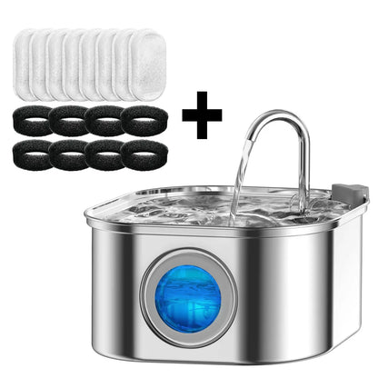 PawBrook™ Stainless Steel Cat Water Fountain — 3.2L, Sensor-Activated, Quiet, Water-Level Window