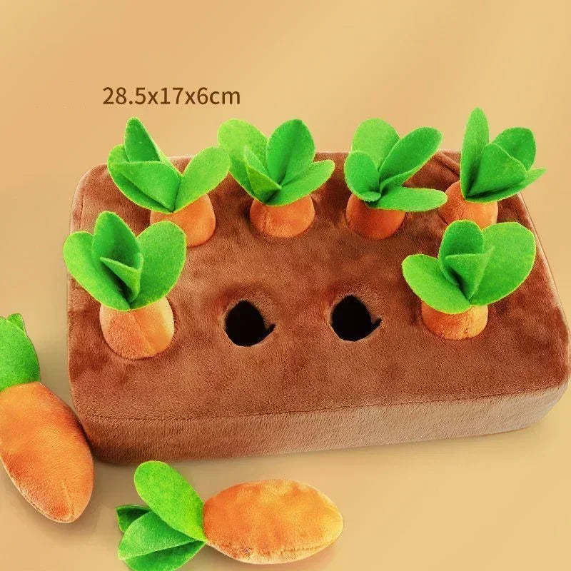 Snuffle mat for dogs with 8 plush carrots, CarrotPatch