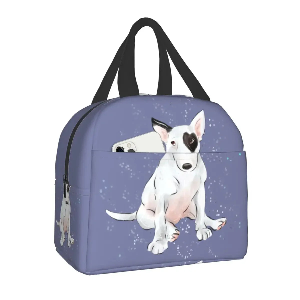 SniffWaggleNWalk™️! Bull Terrier And Wine Funny Dog Insulated Lunch Bag. - Sniff Waggle And Walk