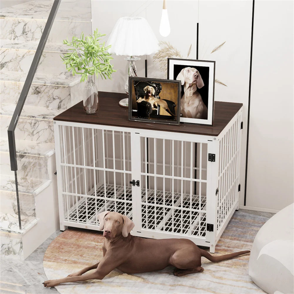 Large Wooden Dog Crate Furniture – Indoor Kennel End Table with Removable Tray & Fast Delivery