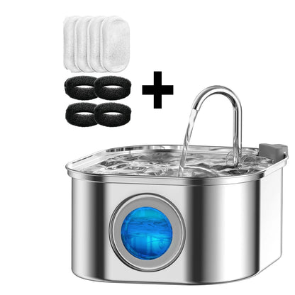 PawBrook™ Stainless Steel Cat Water Fountain — 3.2L, Sensor-Activated, Quiet, Water-Level Window