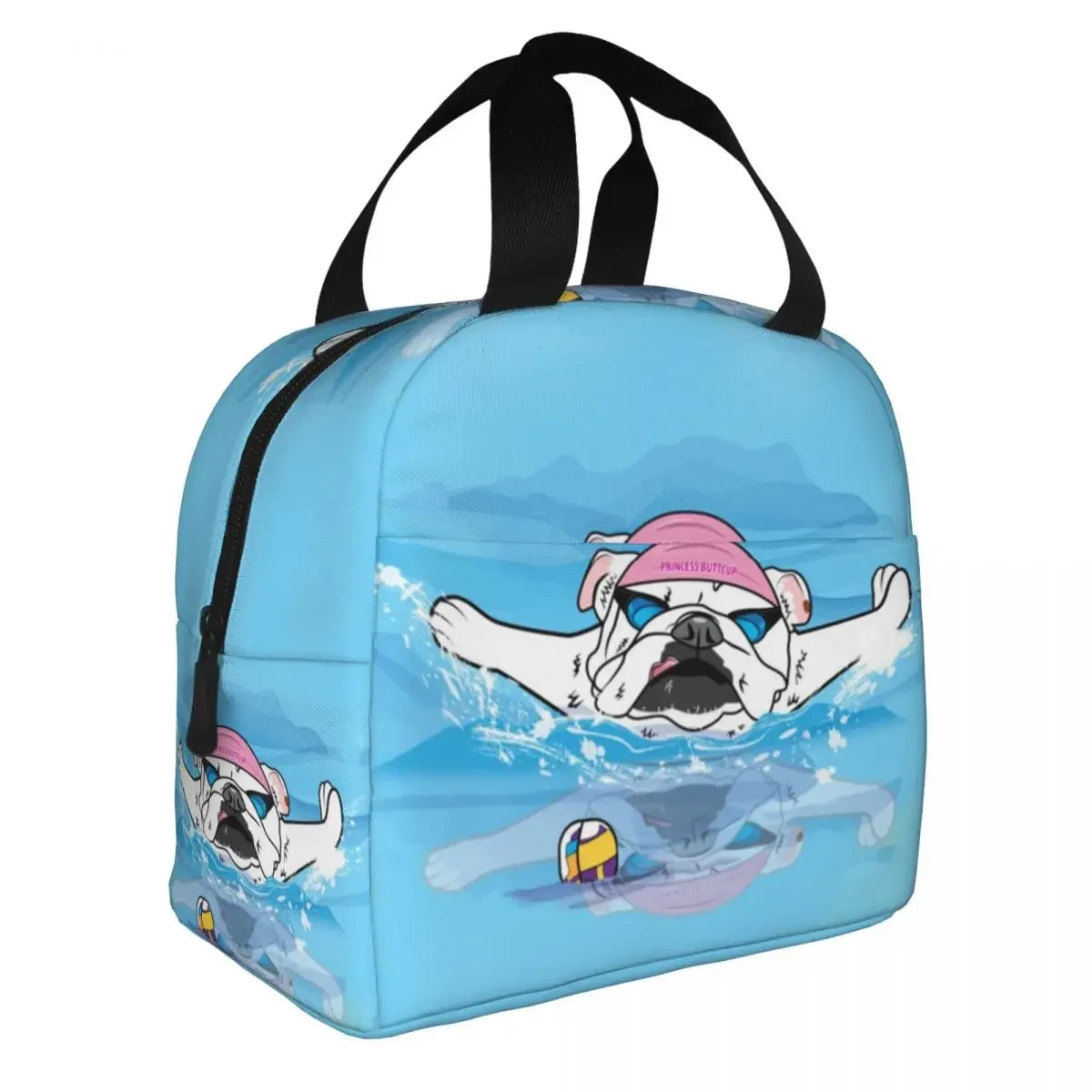 SniffWaggleNWalk™️! Funny British Dog English Bulldog Lunch Box tote bag. - Sniff Waggle And Walk