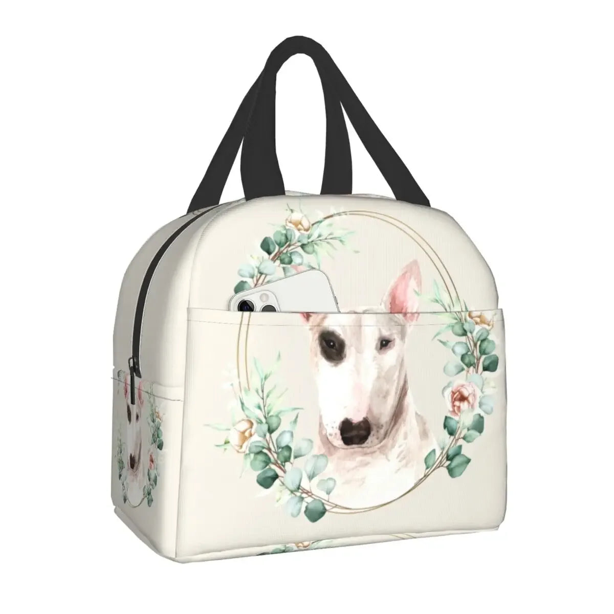 SniffWaggleNWalk™️! Bull Terrier And Wine Funny Dog Insulated Lunch Bag. - Sniff Waggle And Walk