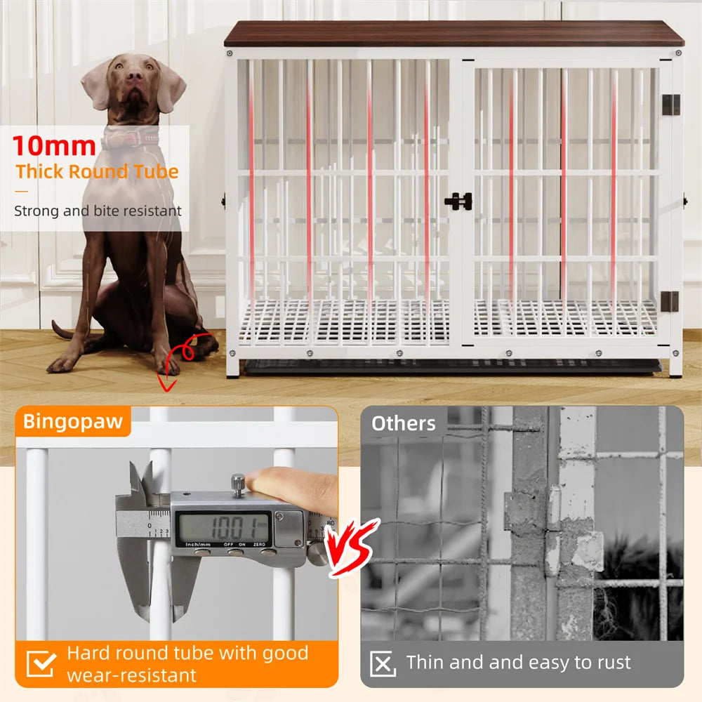 Large Wooden Dog Crate Furniture – Indoor Kennel End Table with Removable Tray & Fast Delivery