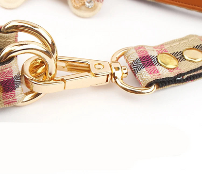 Soft nylon plaid harness ideal for cats and small dogs