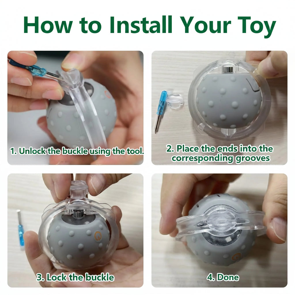 Step-by-step guide on how to install toys with text instructions.