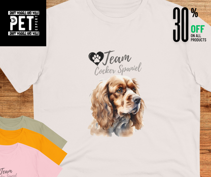 "TEAM COCKER SPANIEL" Organic T-shirt - Unisex by SniffwaggleNwalk™