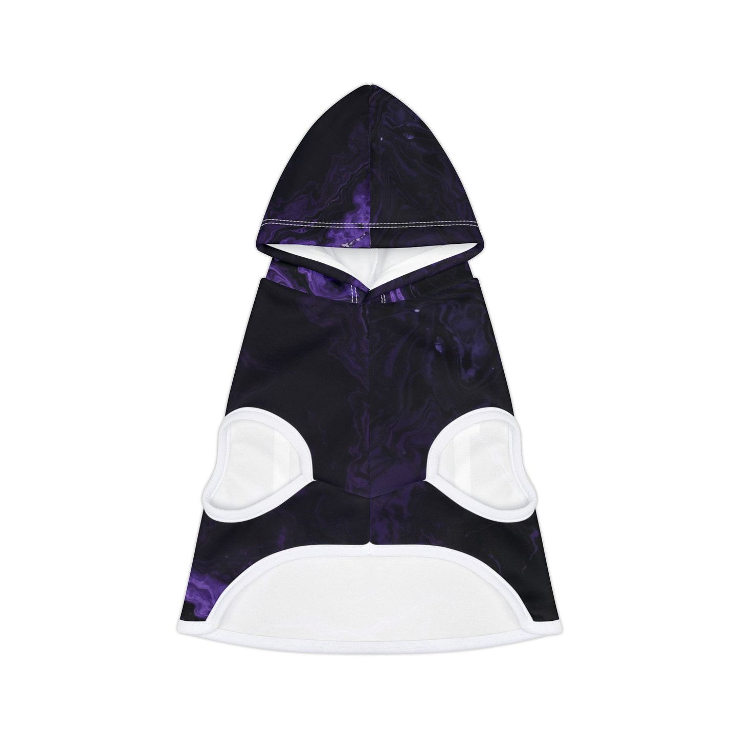 Close-up of violet aura fabric on 11:11 pet hoodie