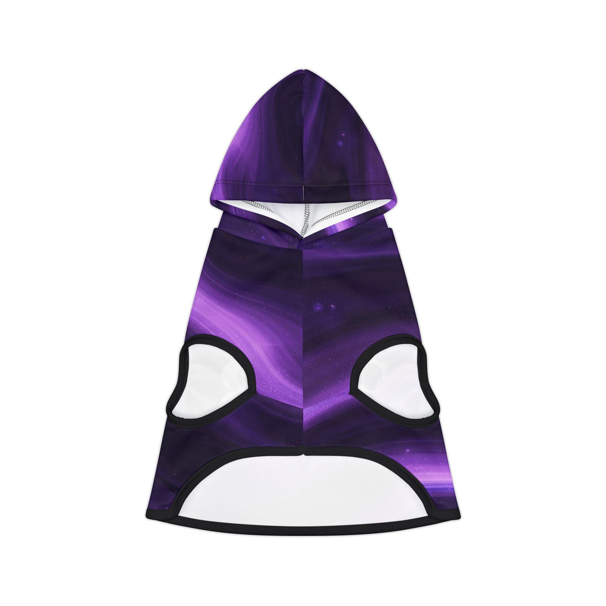front view of purple galaxy pet hoodie with 333 spiritual number