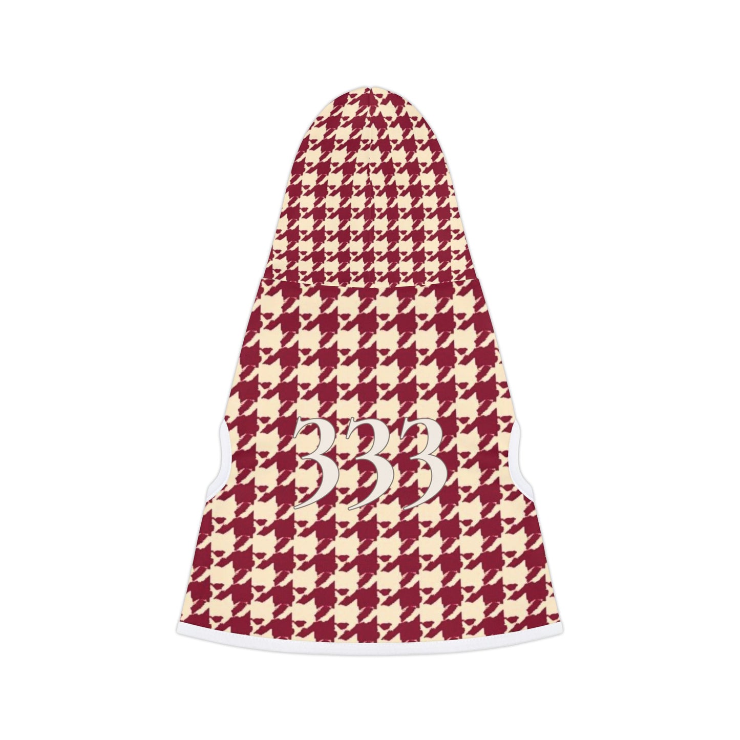 Clean minimalist dog hoodie with 333 print