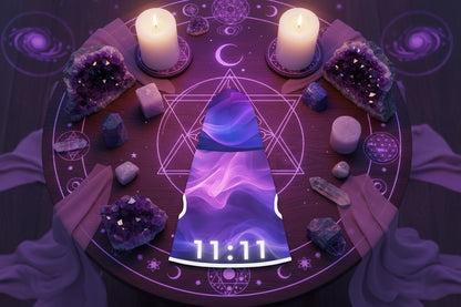 Purple smoke swirl dog hoodie with spiritual 11:11 design on the back