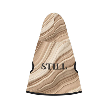 Neutral flowing pattern detail on STILL dog hoodie