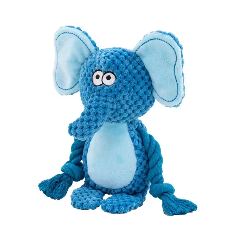 TitanTuff RopePals Durable Squeaky Dog Toy with Rope Arms elephant