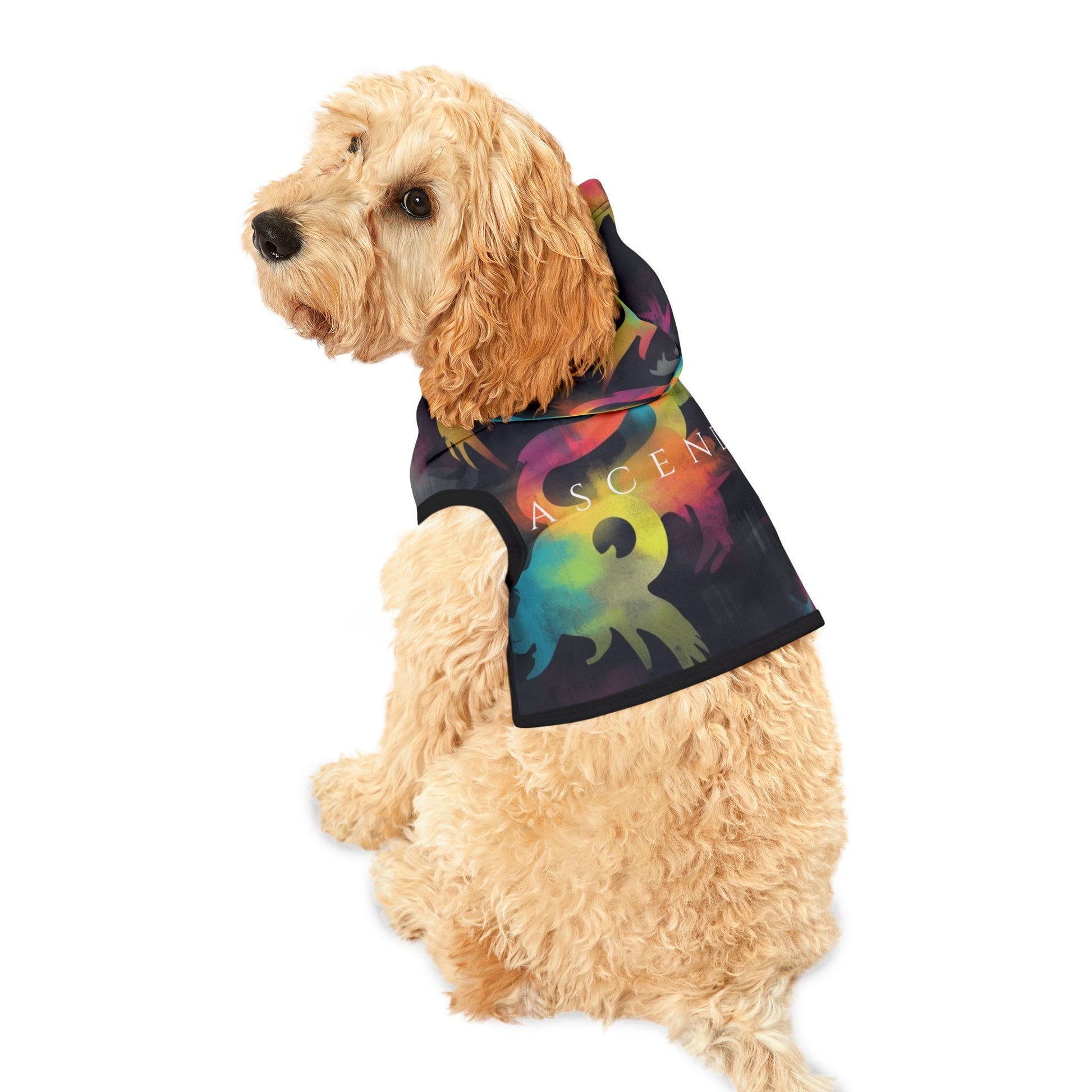 ascend printed fleece dog hoodie with premium artistic design
