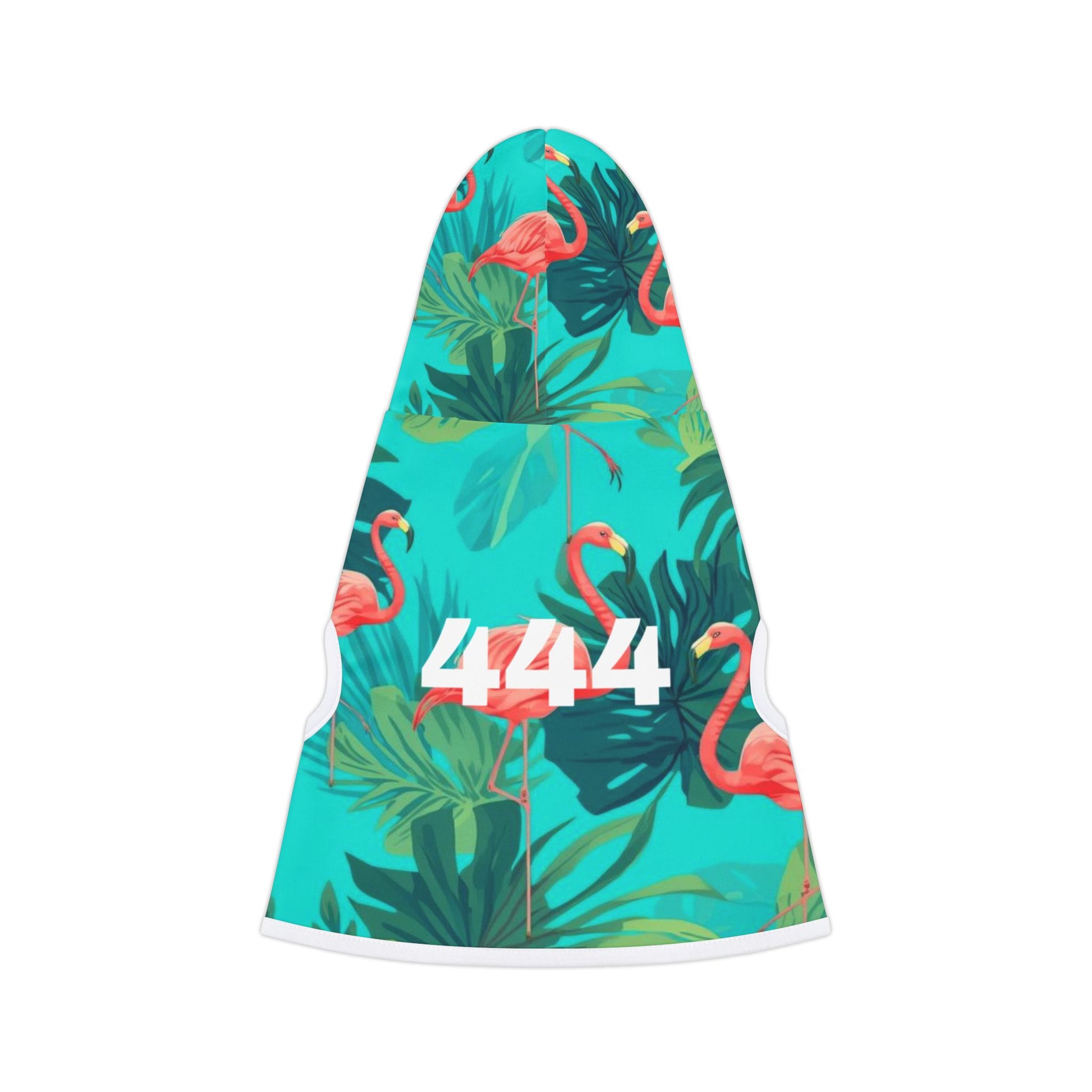 Side view of 444 tropical alignment pet hoodie