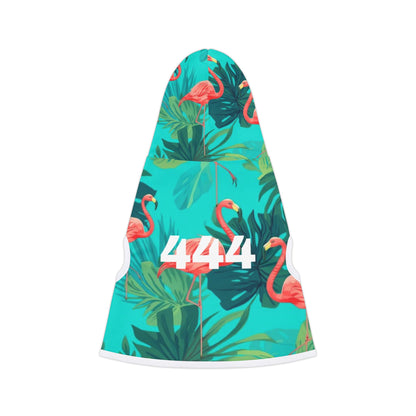 Side view of 444 tropical alignment pet hoodie
