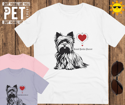 "PROUD YORKIE PARENT" Organic Creator T-shirt - Unisex Sniffwaggleandwalk™