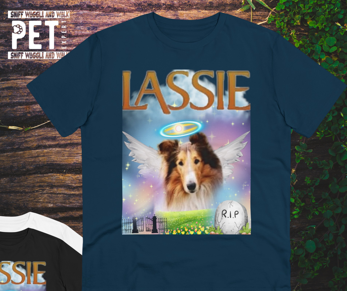 "RIP LASSIE" Organic Creator T-shirt - Unisex by Sniffwaggleandwalk™