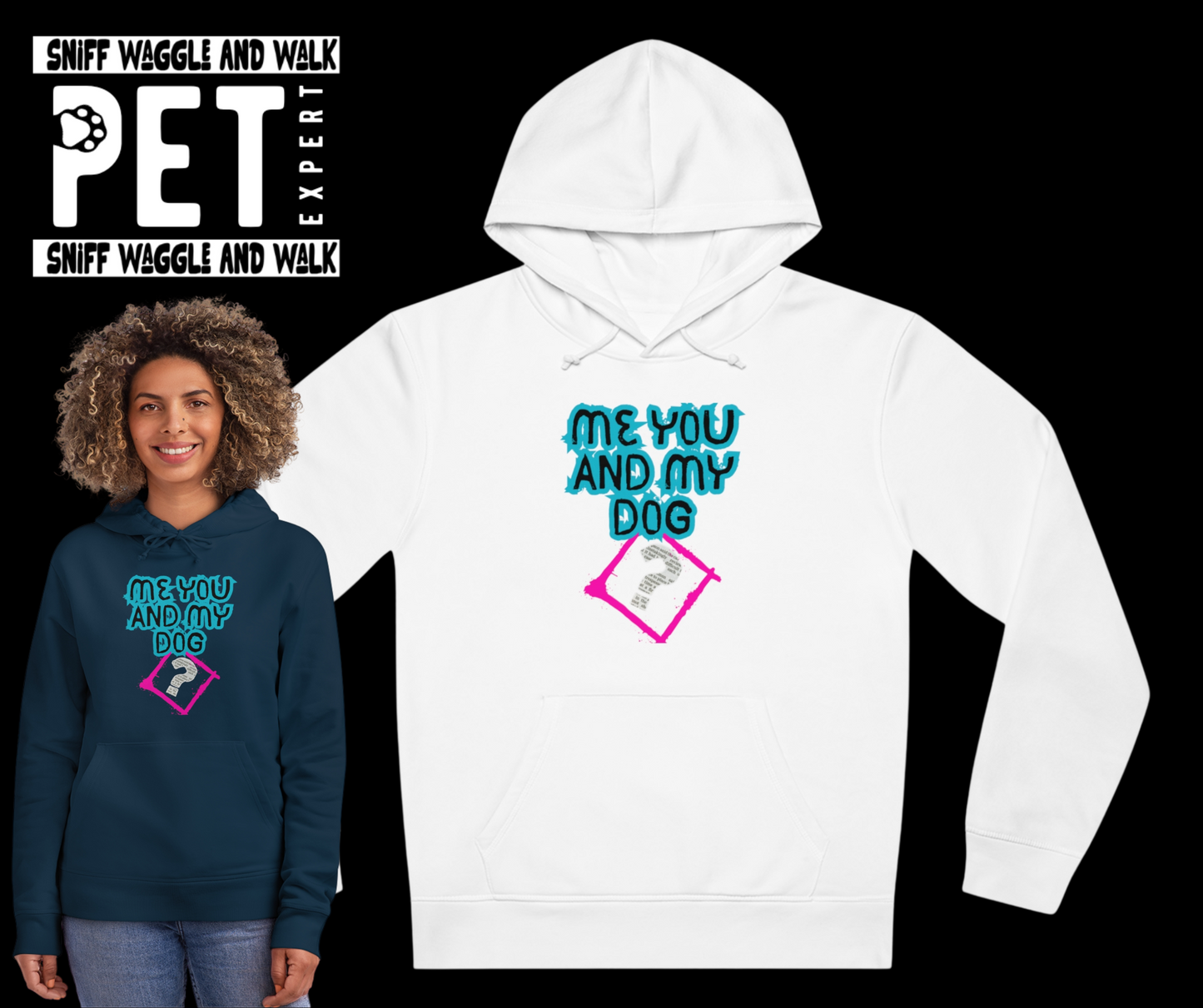 SniffwaggleNwalk™ "Me You And The Dog?" Unisex Drummer Hoodie - Sniff Waggle And Walk