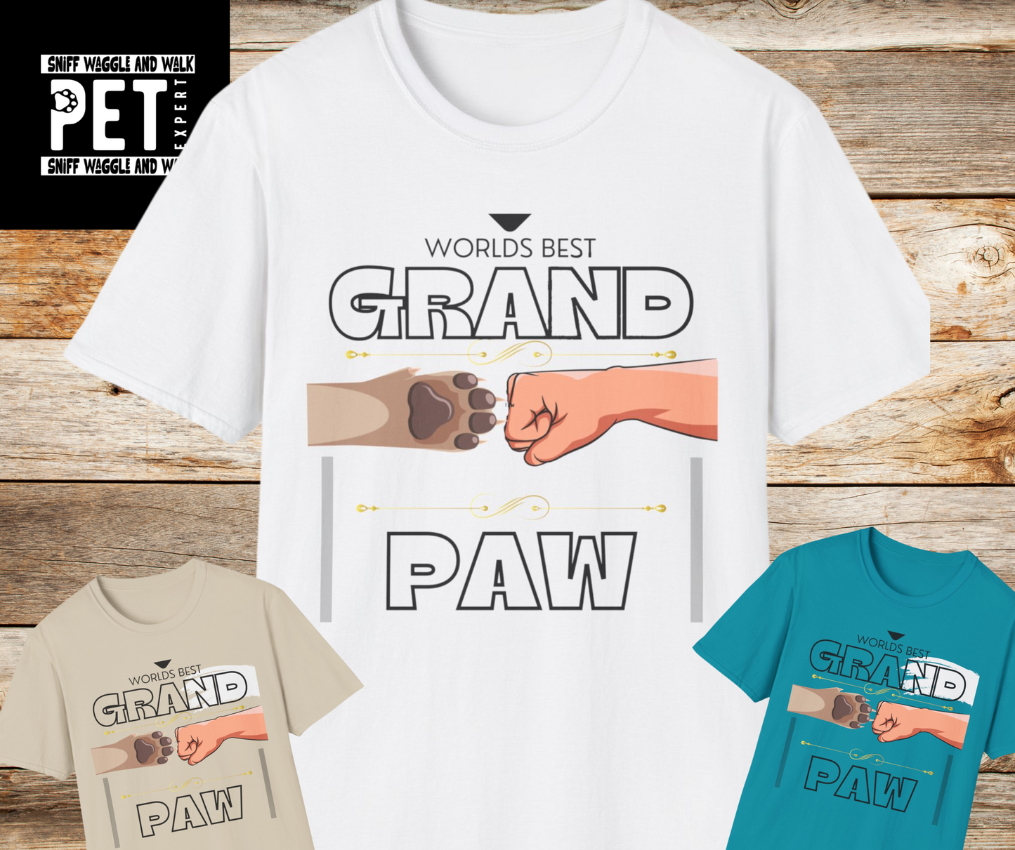 WORLDS BEST GRANDPAW Unisex Softstyle T-Shirt - Sniff Waggle And Walk