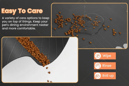  DryPaws mat being wiped clean with a damp cloth after a small food spill on the surface