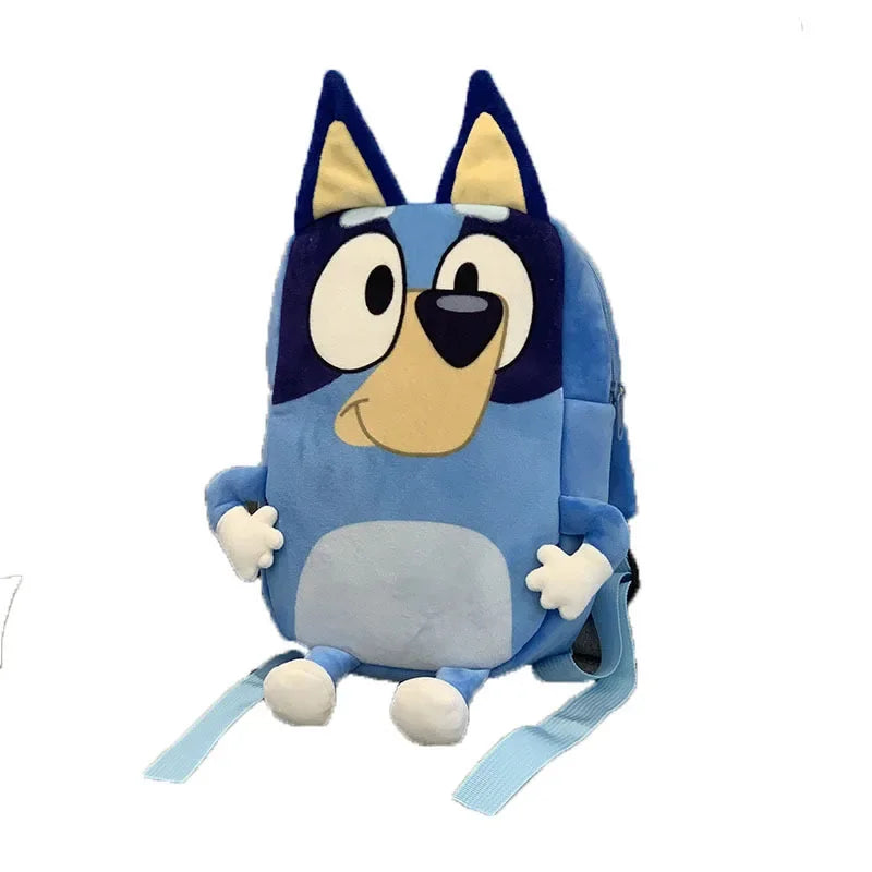 Blue cartoon school backpack for children aged 3–7 — side view