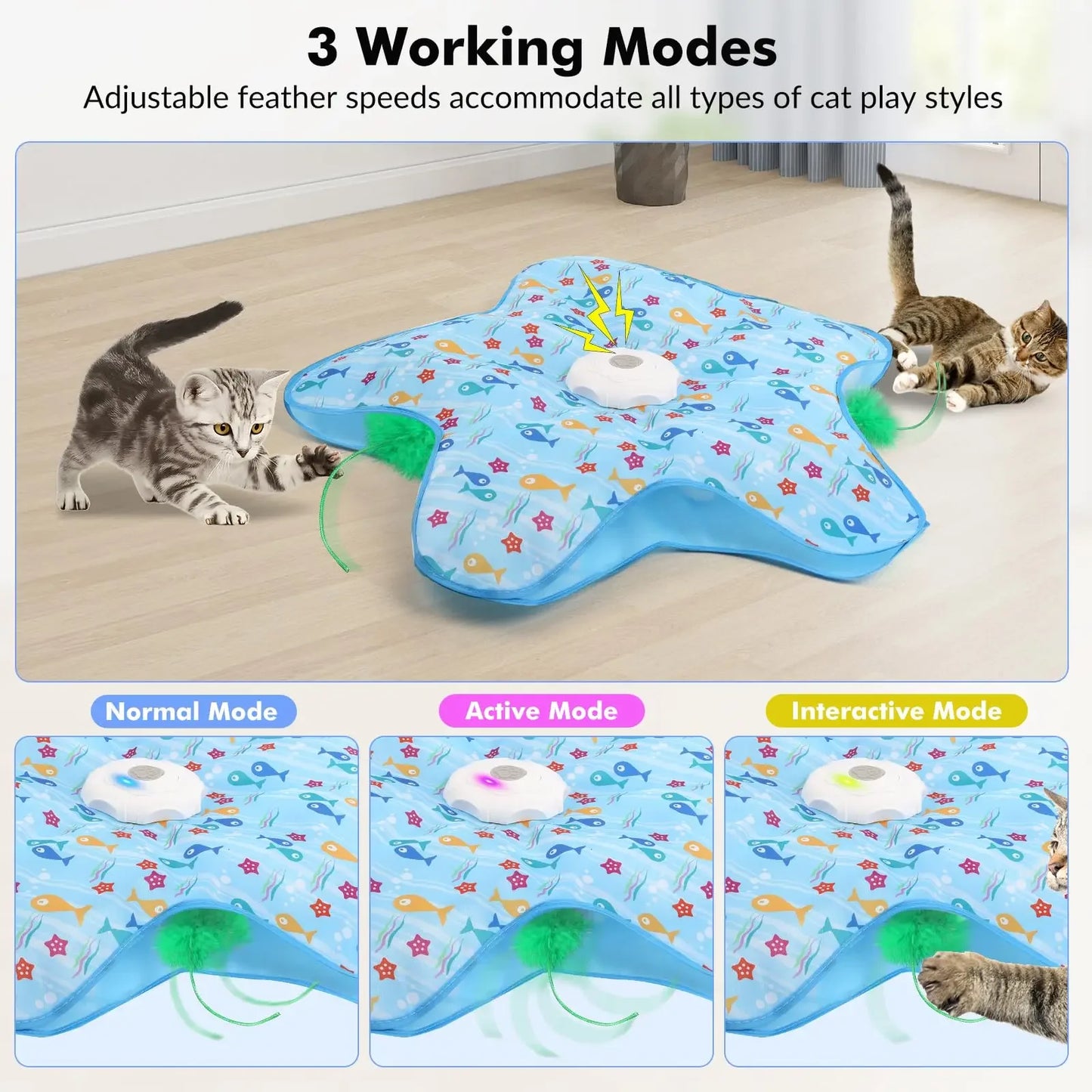 automatic cat toy with moving feather teaser for indoor cats