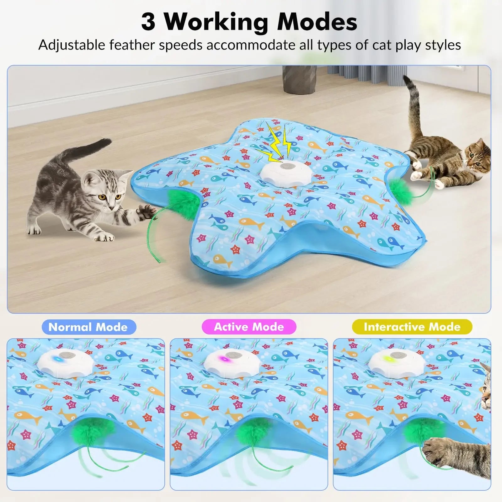 automatic cat toy with moving feather teaser for indoor cats
