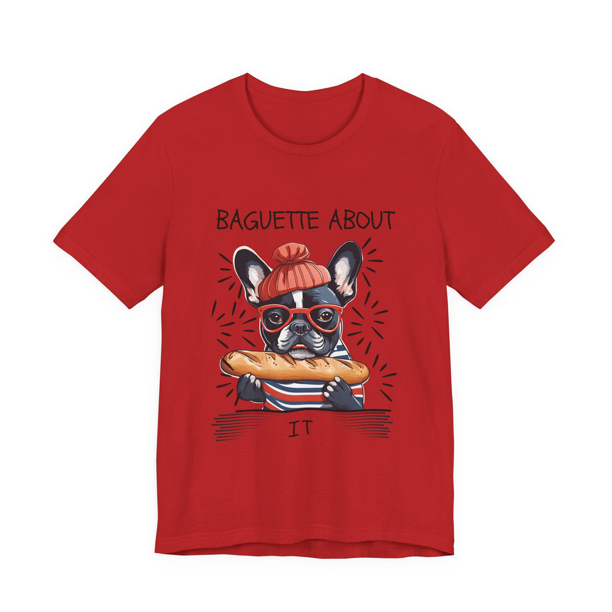 French Bulldog baguette pun T-shirt in Navy — SniffWaggleNWalk™