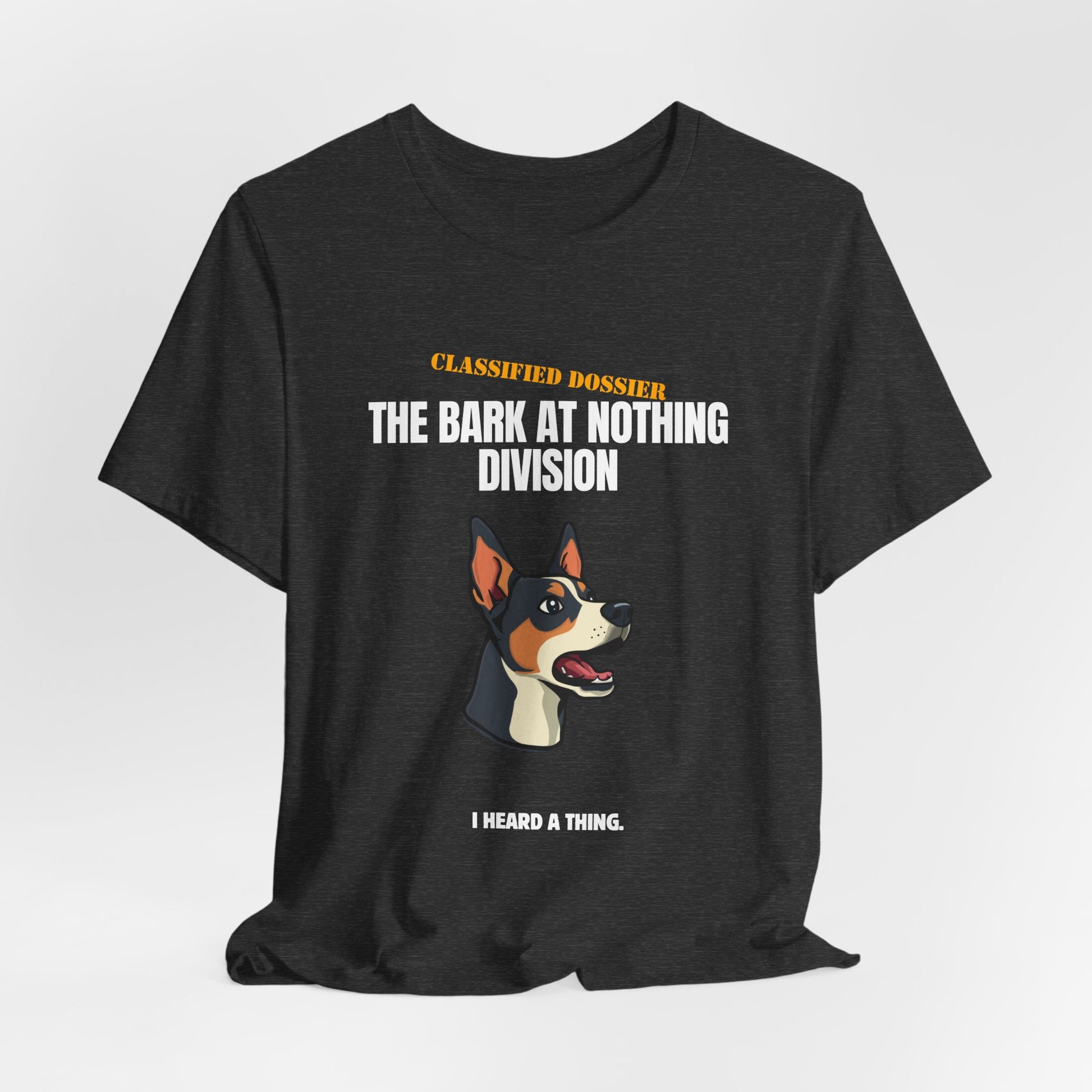 Bark At Nothing Division tee flat lay with accessories