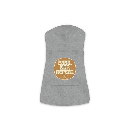 Bark Nap Repeat Dog Hoodie — Granite Heather, Small Sizes (XS-M)