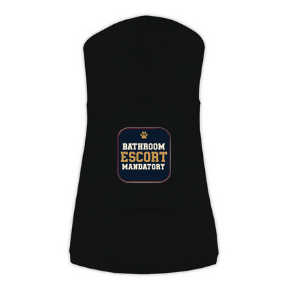 Bathroom Escort dog hoodie in black, sizes L to 3XL