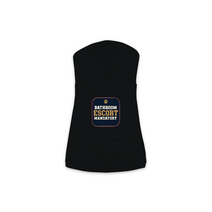 Bathroom Escort dog hoodie in black, sizes XS to M