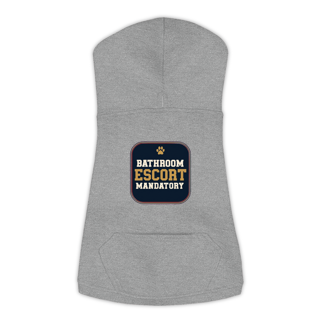 Bathroom Escort dog hoodie in granite heather grey, sizes L to 3XL