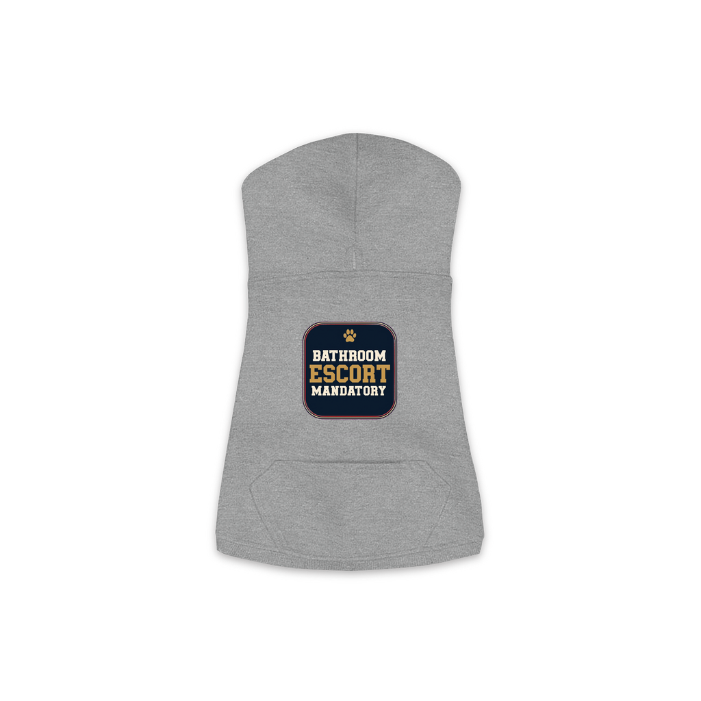 Bathroom Escort dog hoodie in granite heather grey, sizes XS to M