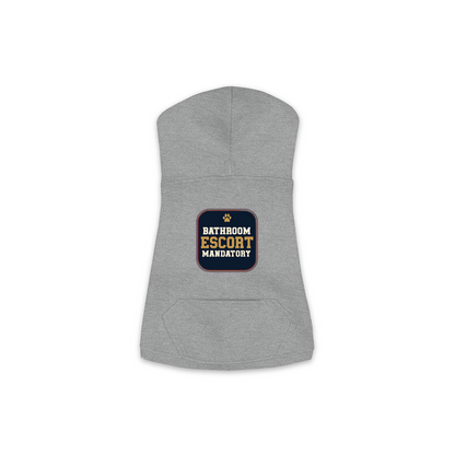Bathroom Escort dog hoodie in granite heather grey, sizes XS to M