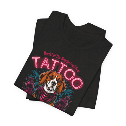 Beagle Biker Ink Shop t-shirt in black heather, side view
