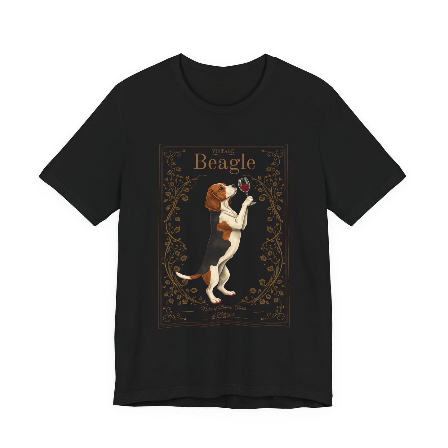 Beagle Breed Sommelier t-shirt back view in dark grey heather
