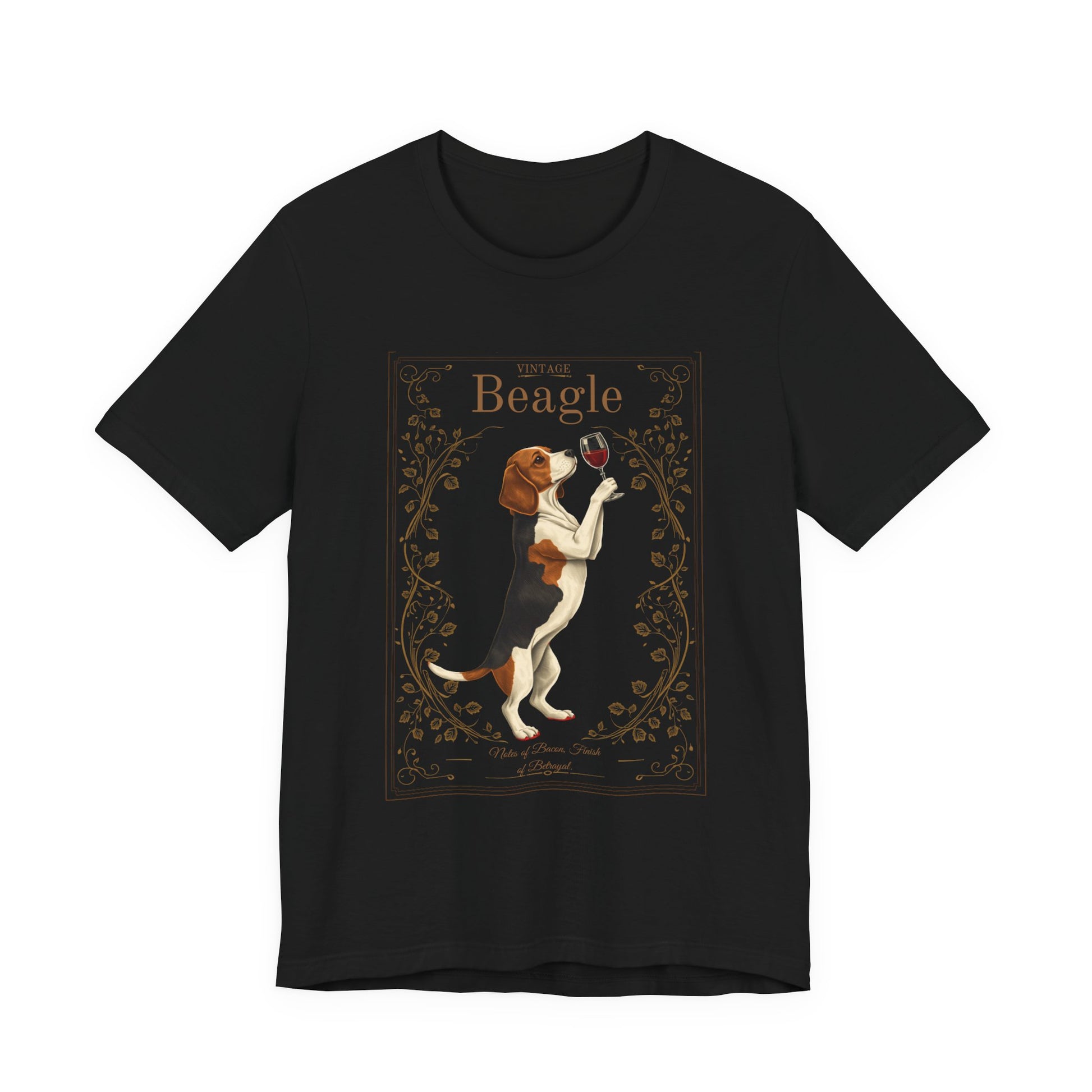 Beagle Breed Sommelier t-shirt back view in dark grey heather