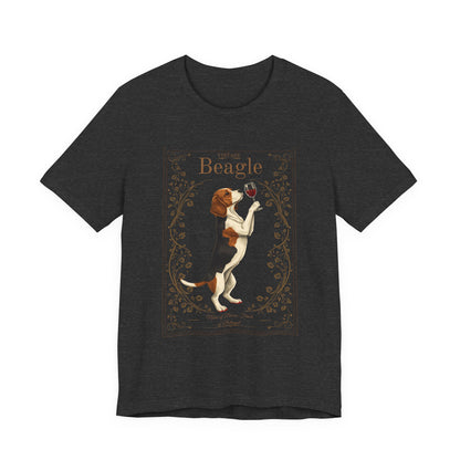 Beagle Breed Sommelier t-shirt flat lay in dark grey heather