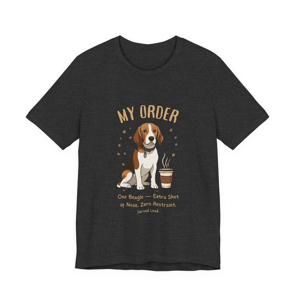 Beagle Café Order T-Shirt – Close-up Detail 2