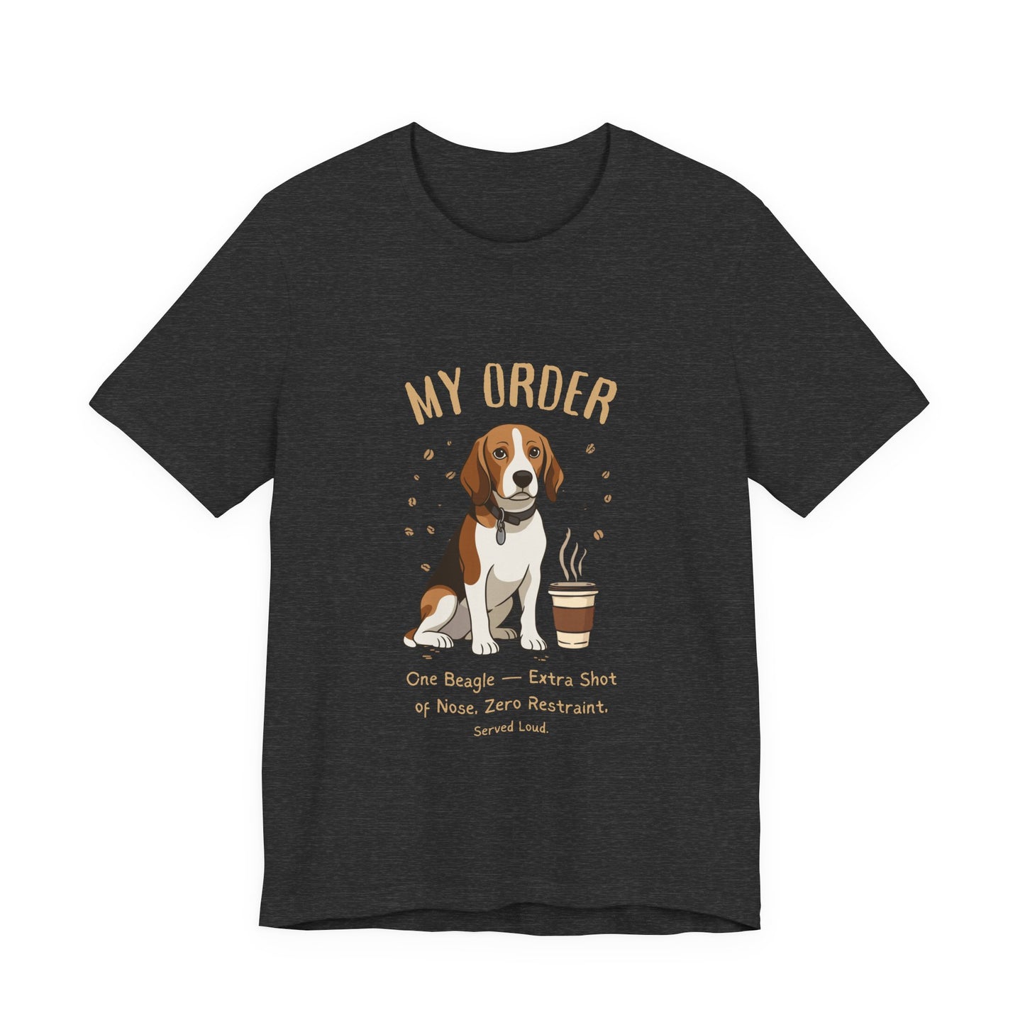 Beagle Café Order T-Shirt – Close-up Detail 2